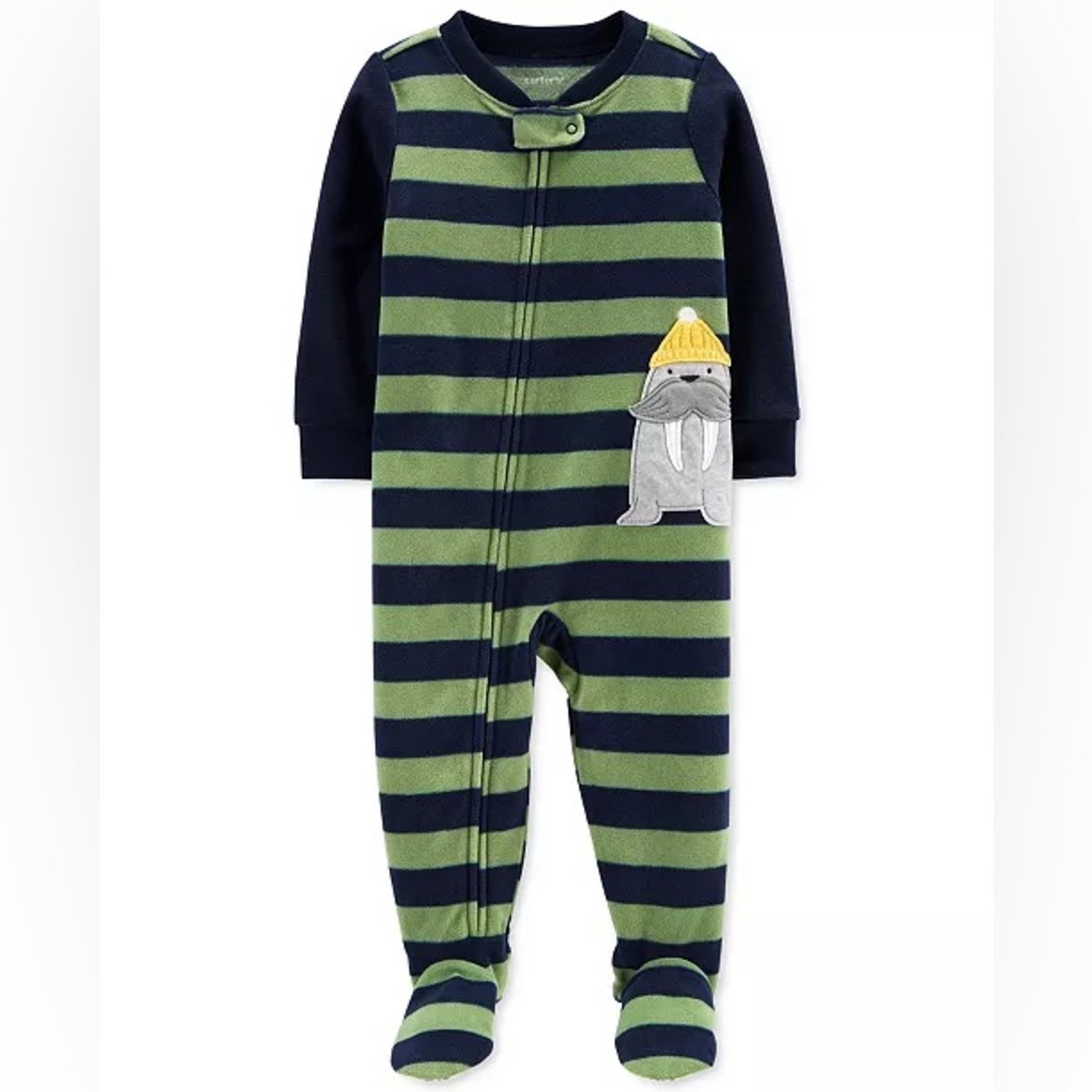 Carter’s Baby Boys 1-Pc. Walrus Fleece Footie Pajamas Size 2T
